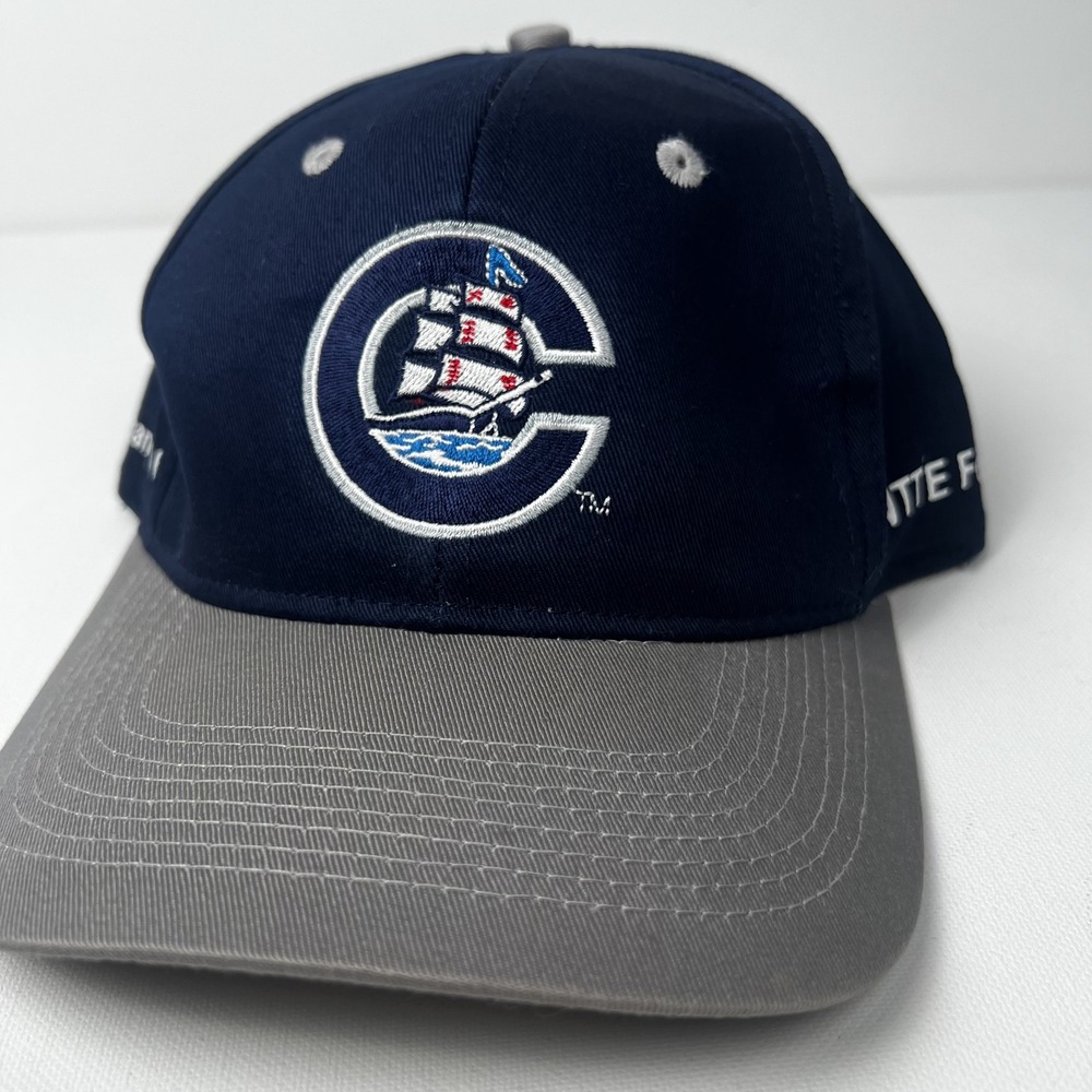 Vintage WSYX Channel 6 WTTE FOX 28 Snapback Hat Navy Blue Grey Ship Logo Cap